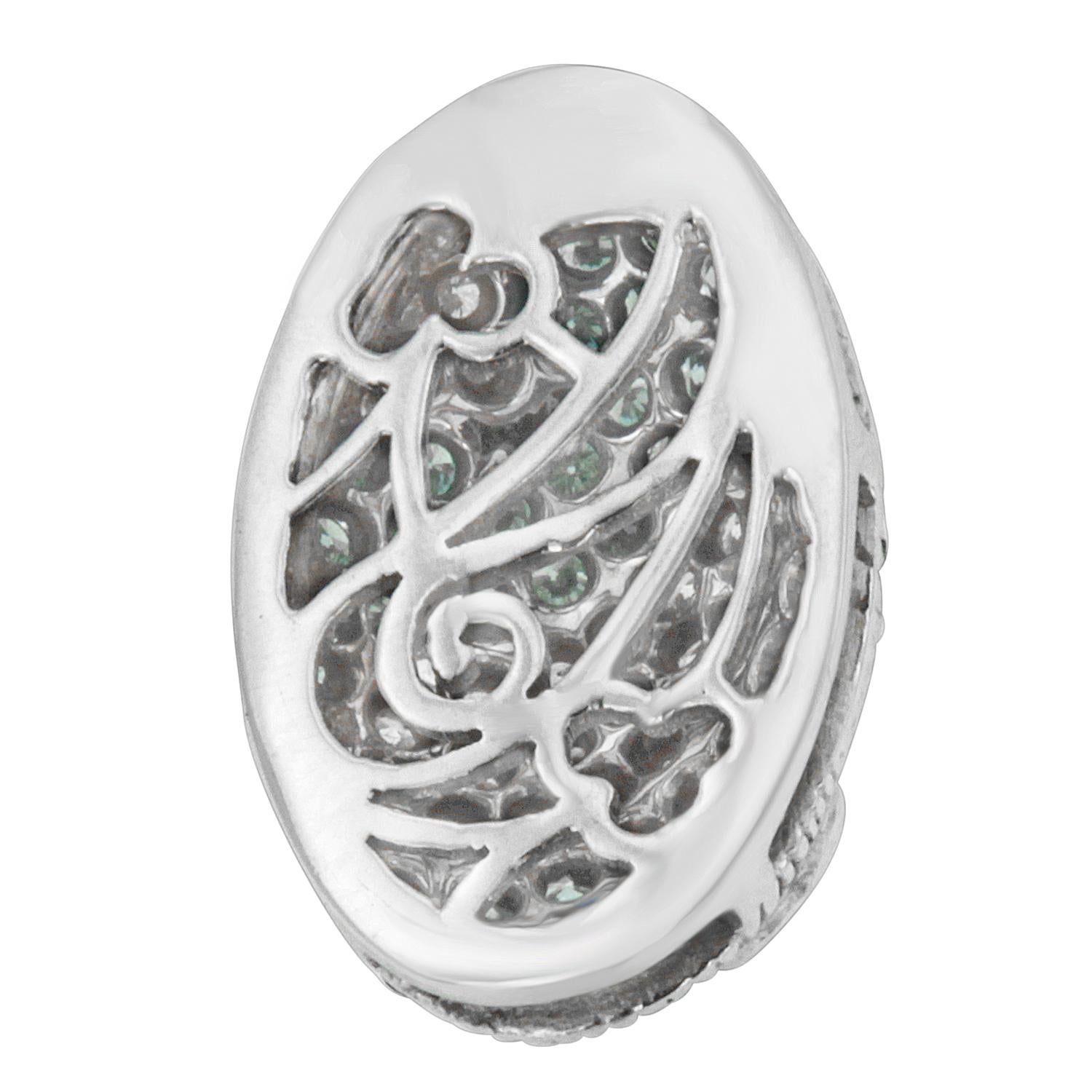 Round Cut 14k White Gold 1 1/10 Cttw Treated Blue Diamond Fashion Pendant Necklace For Sale
