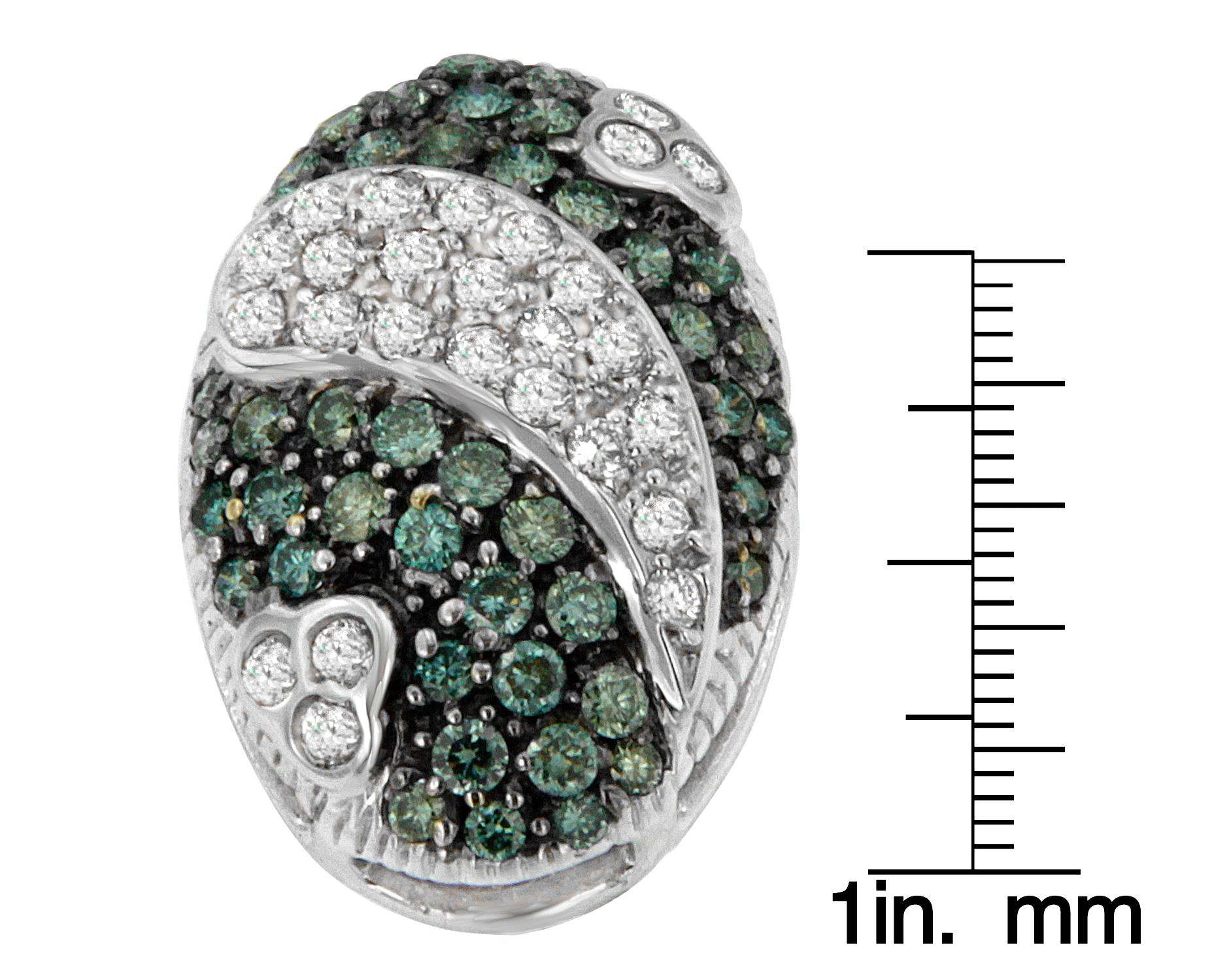 14k White Gold 1 1/10 Cttw Treated Blue Diamond Fashion Pendant Necklace In New Condition For Sale In New York, NY