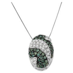 14k Weißgold 1 1/10 Cttw Behandelter blauer Diamant Mode-Anhänger Halskette