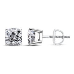 14K White Gold 1 1/2 Carat Clarity Enhanced Diamond Solitaire Stud Earrings