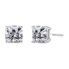 14K White Gold 1 1/2 Carat Clarity Enhanced Diamond Solitaire Stud Earrings
