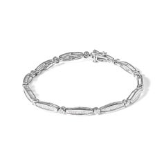 14K White Gold 1-1/2 Carat Diamond Bezel and Tapered Link Tennis Bracelet
