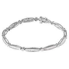 14K White Gold 1-1/2 Carat Diamond Bezel and Tapered Link Tennis Bracelet