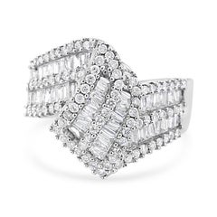 14K White Gold 1 1/2 Carat Diamond Bypass Cocktail Ring