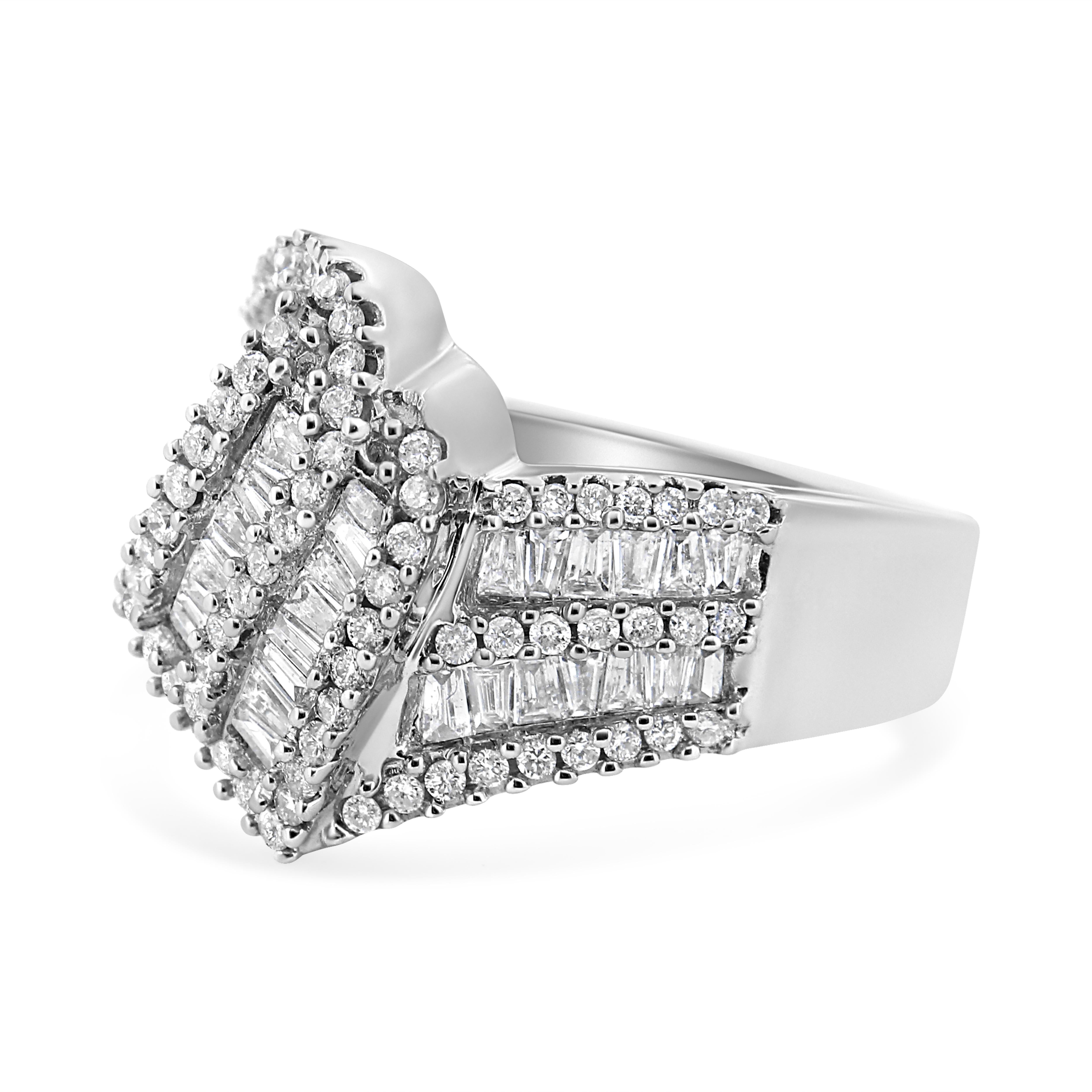 Contemporary 14K White Gold 1 1/2 Carat Diamond Bypass Cocktail Ring For Sale