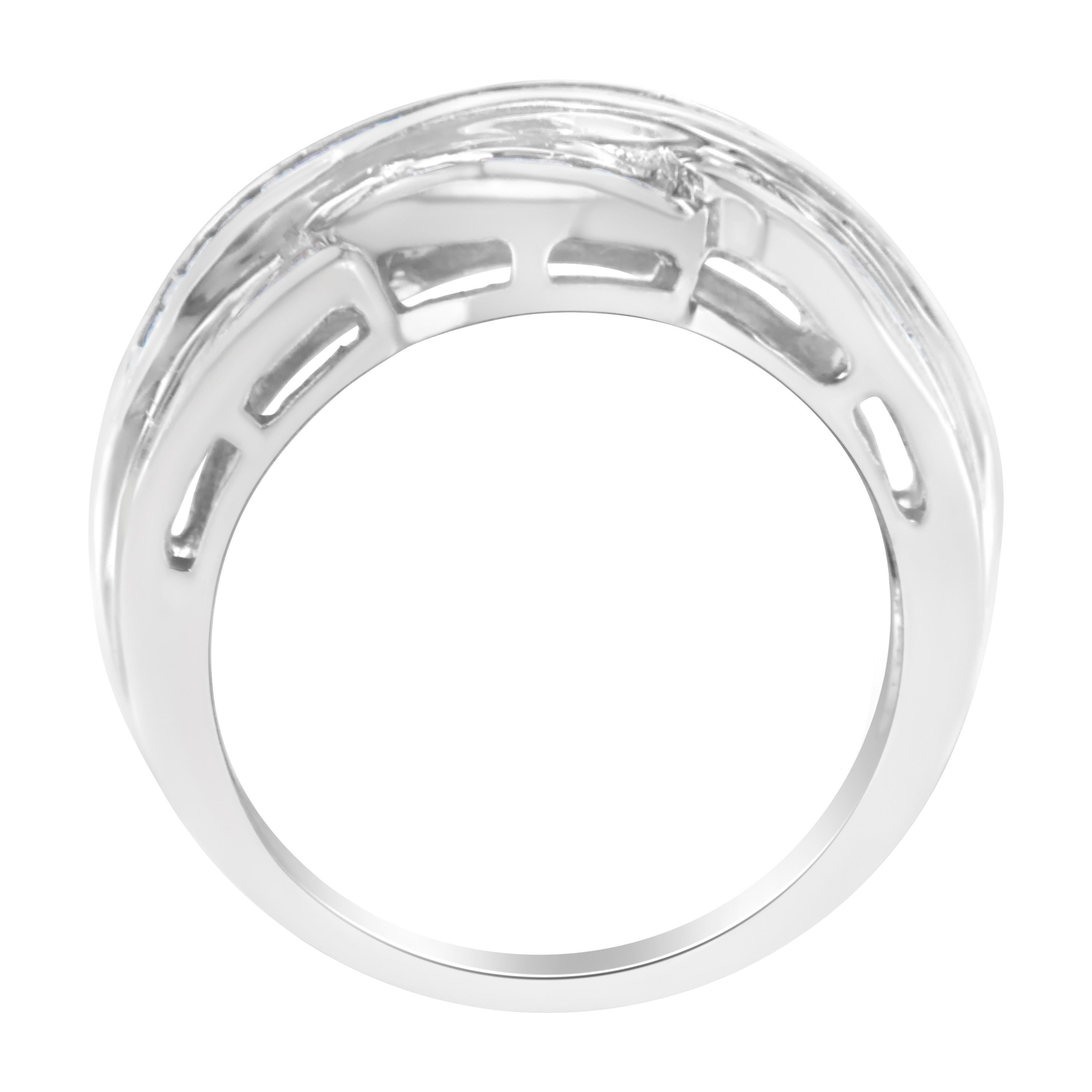 Contemporary 14K White Gold 1 1/2 Carat Diamond Cocktail Band Ring