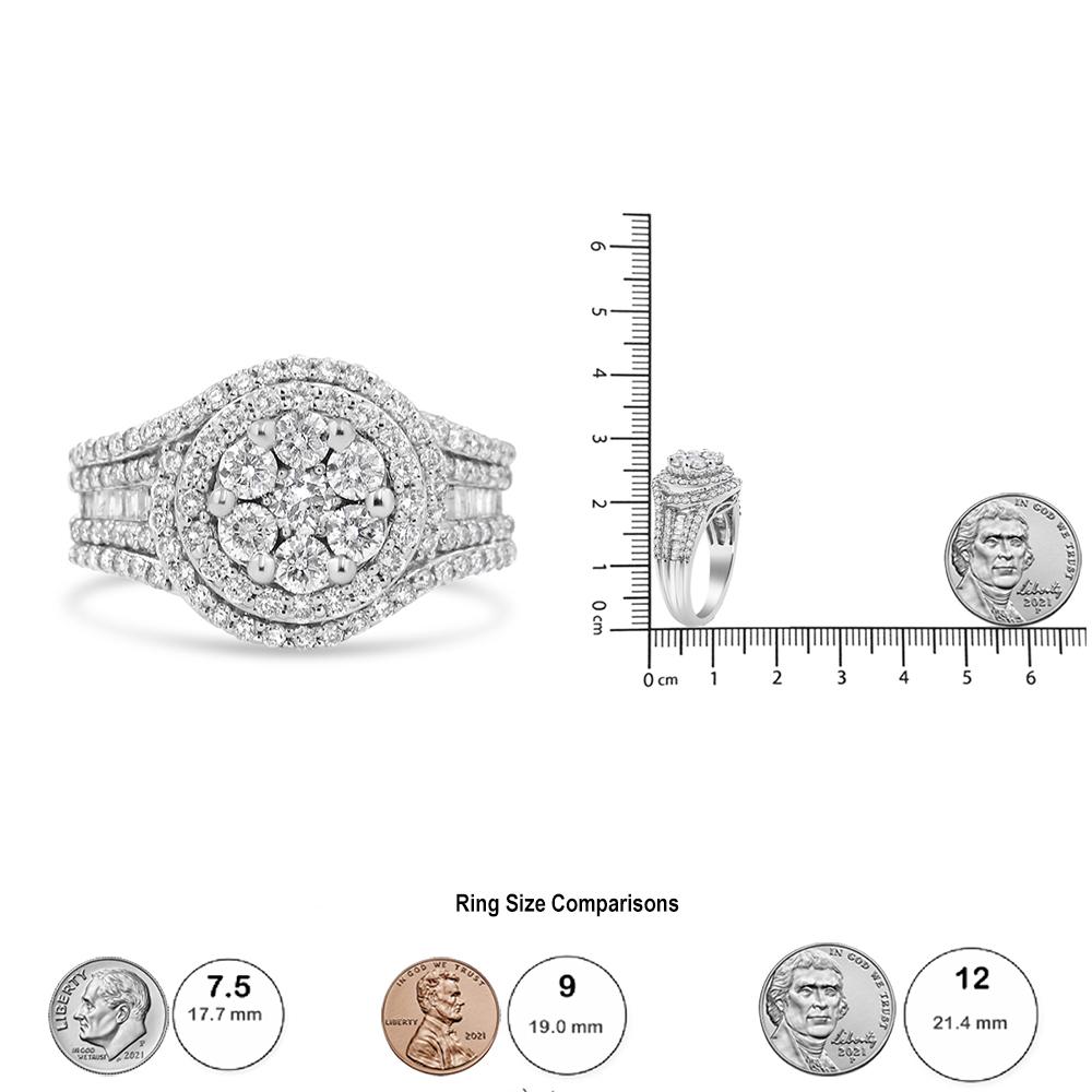 14 Karat Weißgold 1 1/2 Karat Diamant Floral Cluster und Nieten Schaft Halo Ring im Zustand „Neu“ im Angebot in New York, NY