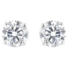 Used 14K White Gold 1-1/2 Carat Near Colorless Diamond Classic Stud Earrings