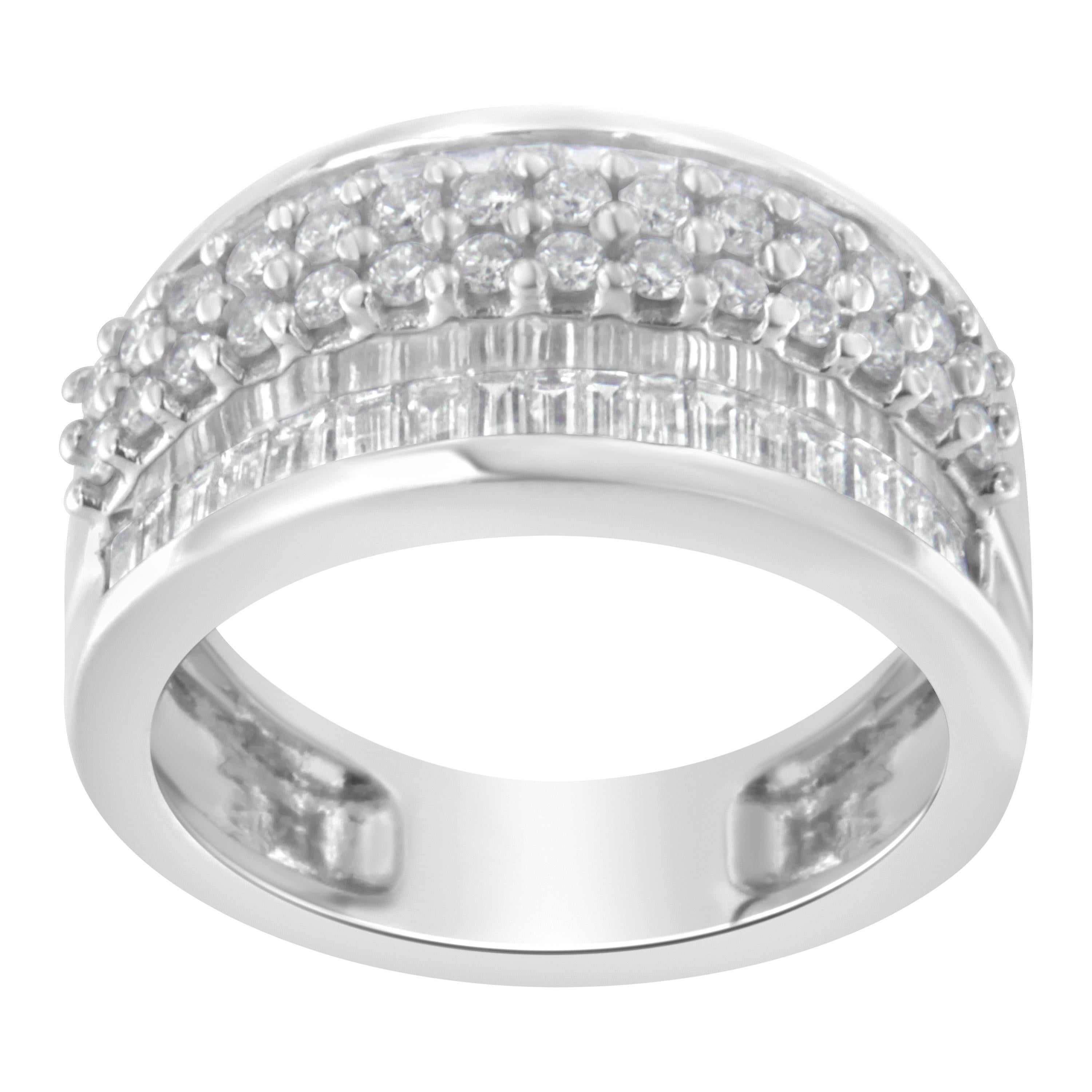For Sale:  14K White Gold 1 1/2 Carat Round and Baguette Diamond Ring 2