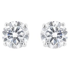 Used 14K White Gold 1 1/2 Carat Solitaire Diamond Stud Earrings