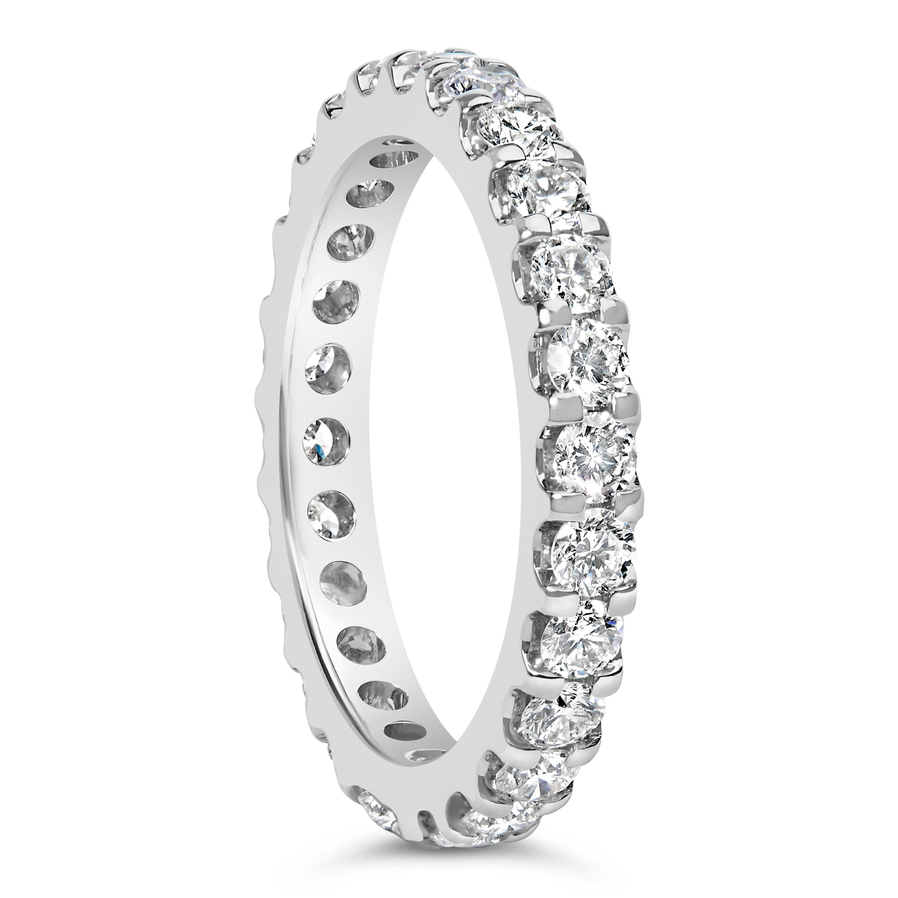 Anello di eternità in oro bianco 14K con diamanti rotondi incastonati da 1 1/2 Cttw 3
