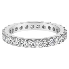 14K White Gold 1 1/2 Cttw Shared Prong Set Round Diamond Eternity Band Ring