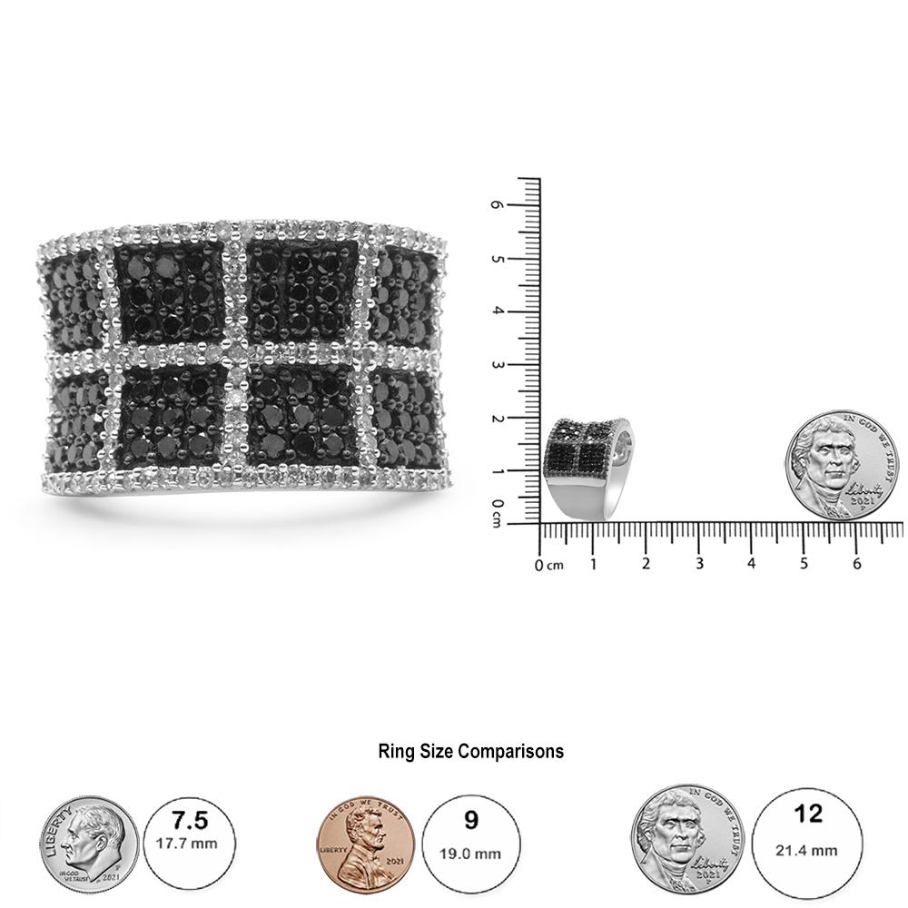 14K Weißgold 1 1/2 Cttw Weißer und behandelter schwarzer Diamant-Cocktailring (Rundschliff) im Angebot