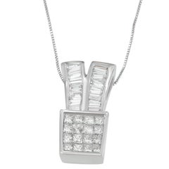 14 Karat Weißgold Anhänger-Halskette mit 1 1/3 Karat funkelnden Diamanten