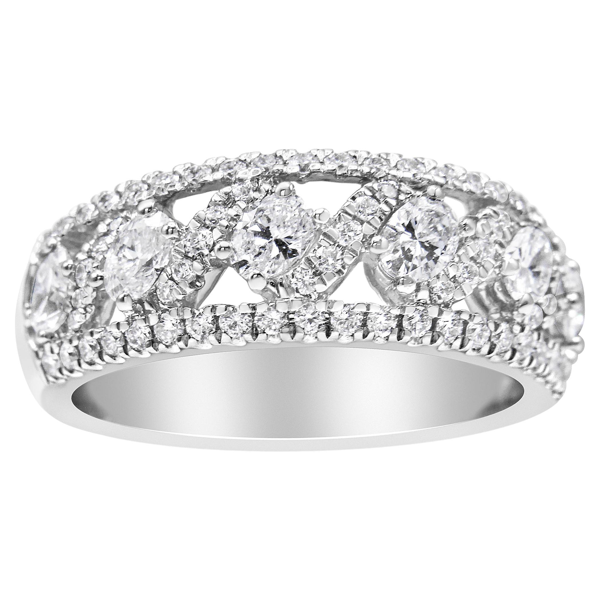 Diamonds and 14K White Gold Anniversary Band Ring at 1stDibs