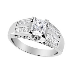 14K White Gold 1 1/4 Carat Princess Cut Diamond Channel Set Engagement Ring