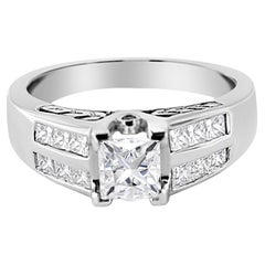 14K White Gold 1 1/4 Carat Princess Cut Diamond Channel Set Engagement Ring