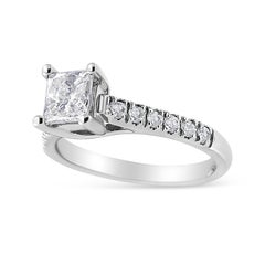14K White Gold 1 1/5 Carat Princess Cut Diamond Classic Engagement Ring
