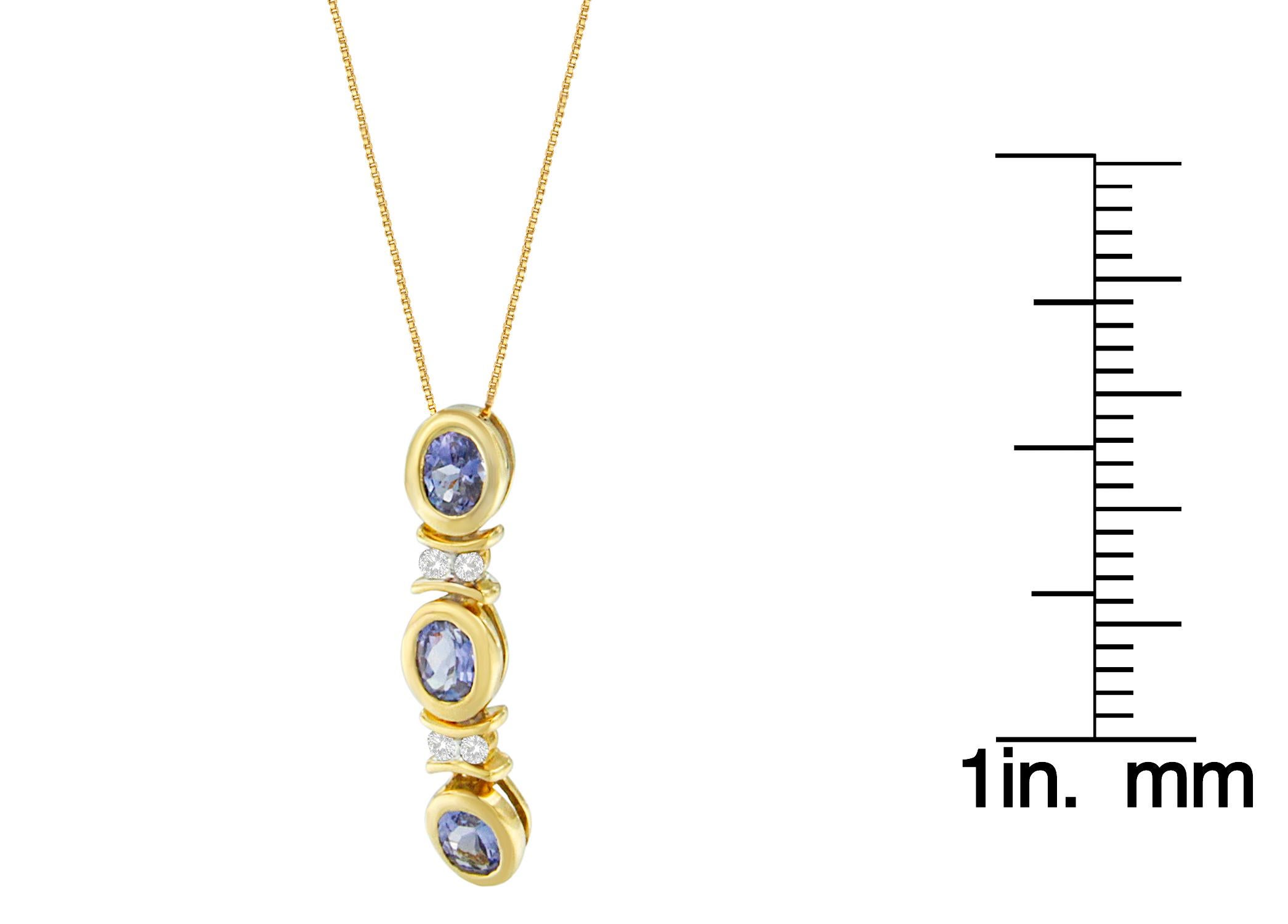 14K White Gold 1 1/5 Carat Round-Cut Diamond and Tanzanite Pendant Necklace In New Condition For Sale In New York, NY