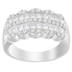 14K White Gold 1 1/7ct. TDW Round and Princess-Cut Diamond Ring(H-I, SI2-I1)