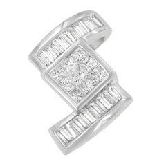 Halskette mit Zickzack-Anhänger, 14 Karat Weißgold 1 2/5 Karat Diamant