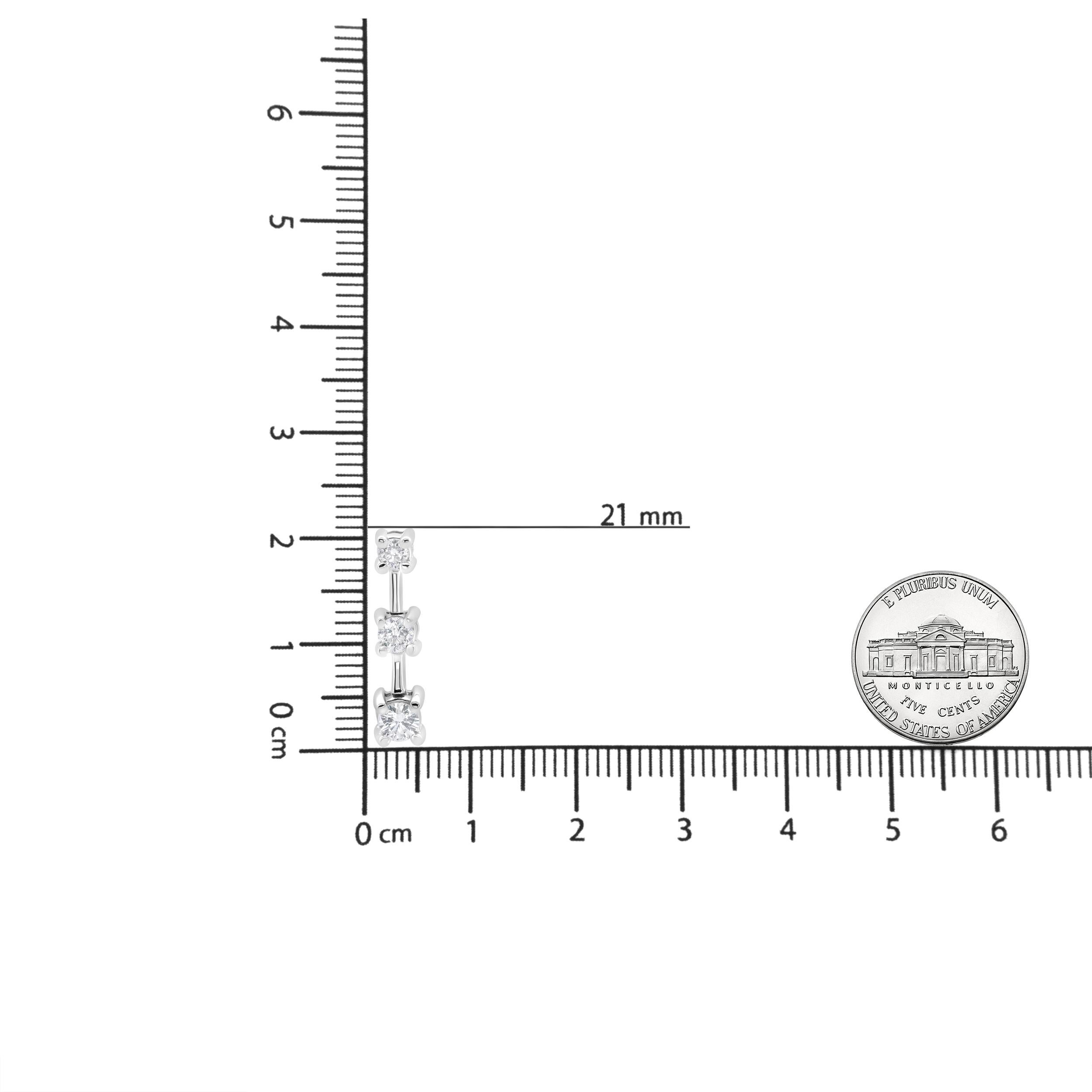 14K Weißgold 1/2 Karat Diamant 3 Stein abgestufte lineare Tropfen-Ohrstecker Damen