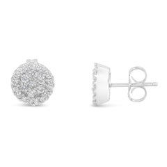 14k White Gold 1/2 Carat Diamond Floral Cluster Stud Earrings
