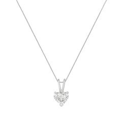 14K White Gold 1/2 Carat Heart Shaped Diamond Pendant Necklace