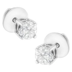 14K White Gold 1/2 Carat Pie-Cut Diamond Solitaire Stud Earrings
