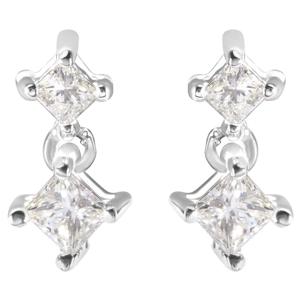 2 carat princess cut black diamond earrings Clearance