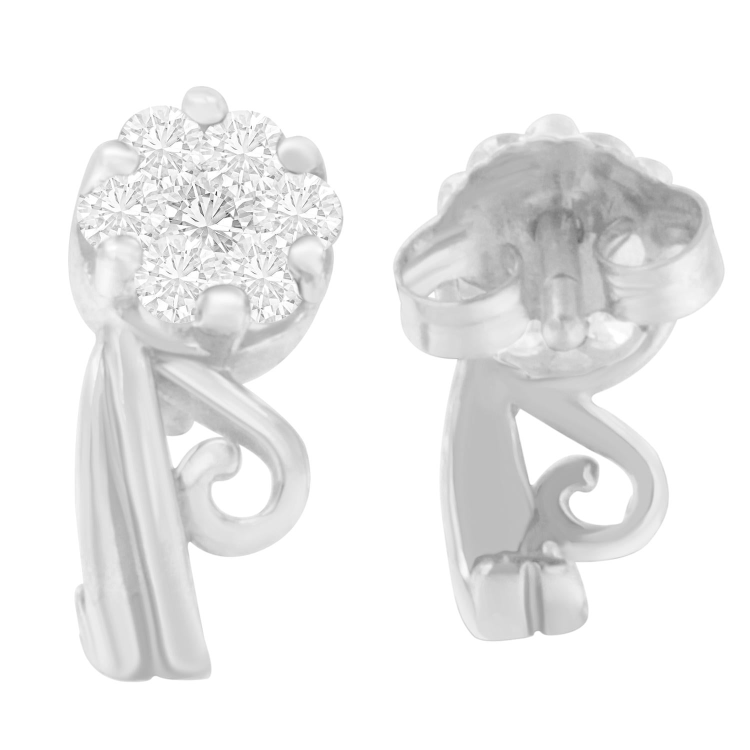 Contemporary 14K White Gold 1/2 Carat Round-cut Diamond Earrings For Sale