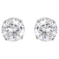 14K White Gold 1/2 Carat Solitaire Diamond Stud Earrings