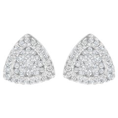 14K White Gold 1/2 Carat Trillion Shaped Diamond Stud Earrings