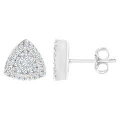 14K White Gold 1/2 Ct TDW Trillion Shaped Diamond Stud Earrings