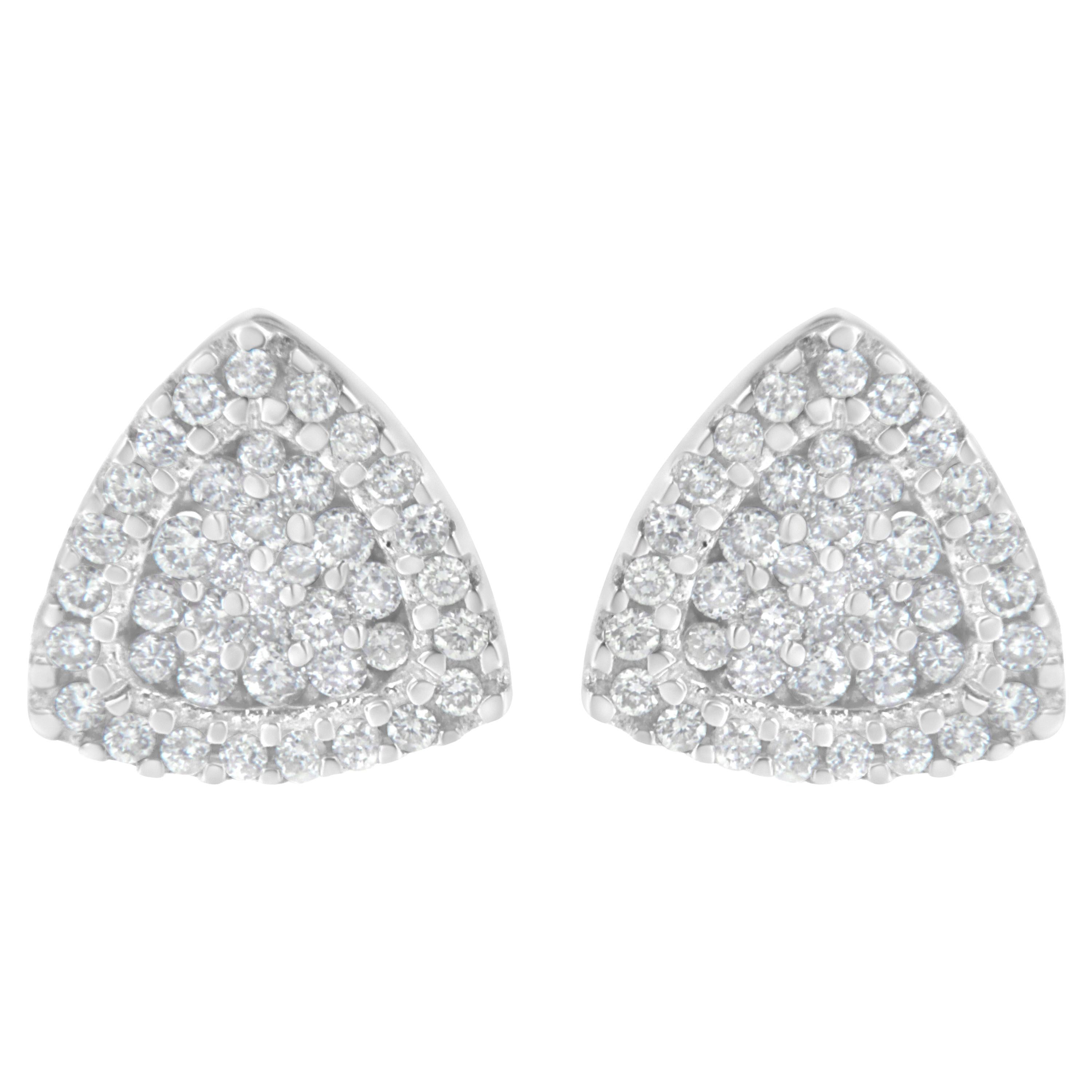 14K White Gold 1/2 Ct TDW Trillion Shaped Diamond Stud Earrings