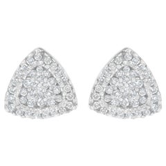 14K White Gold 1/2 Ct TDW Trillion Shaped Diamond Stud Earrings