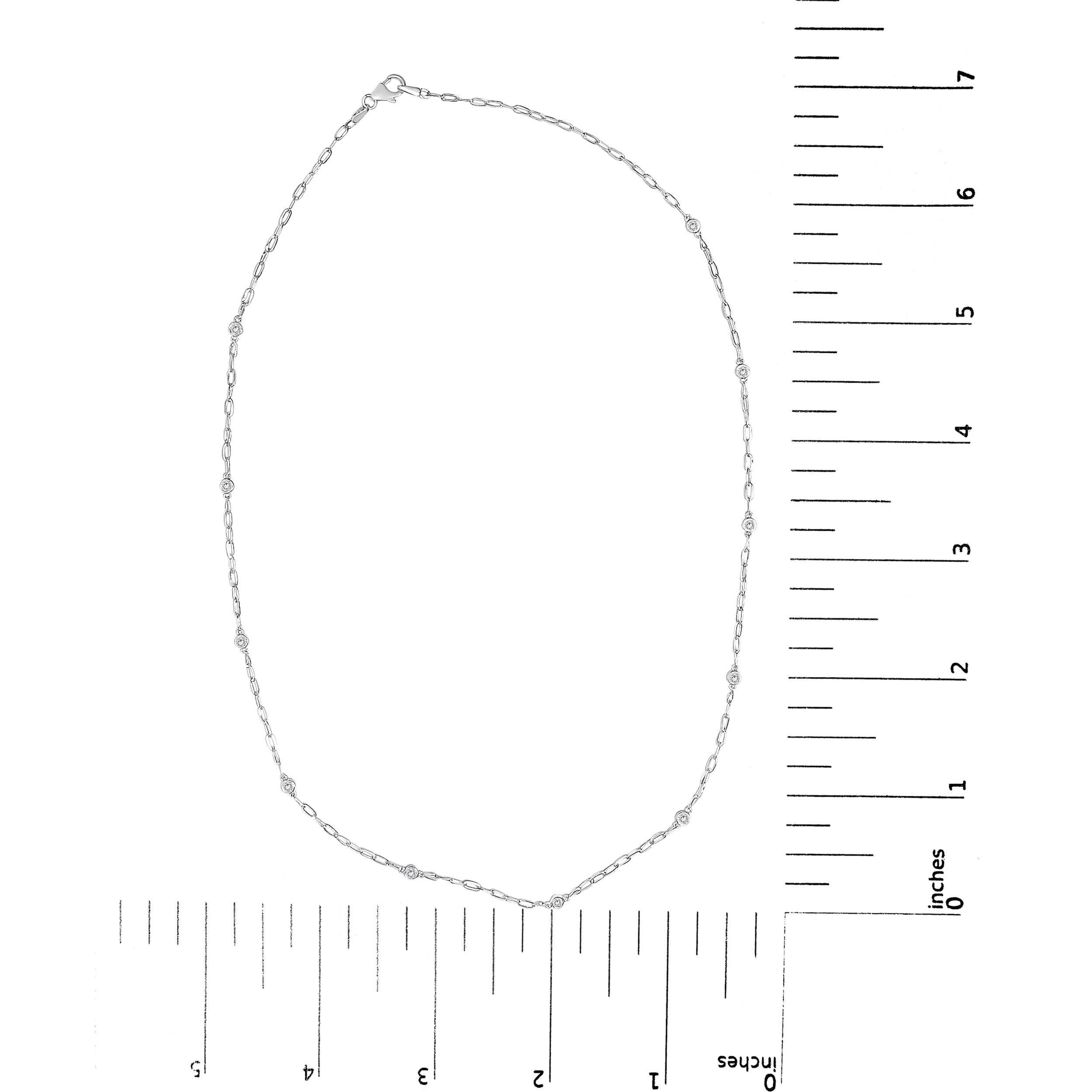 Donna Collana a catena Paperclip con castone di diamanti in oro bianco 14K da 1/2 ct. in vendita