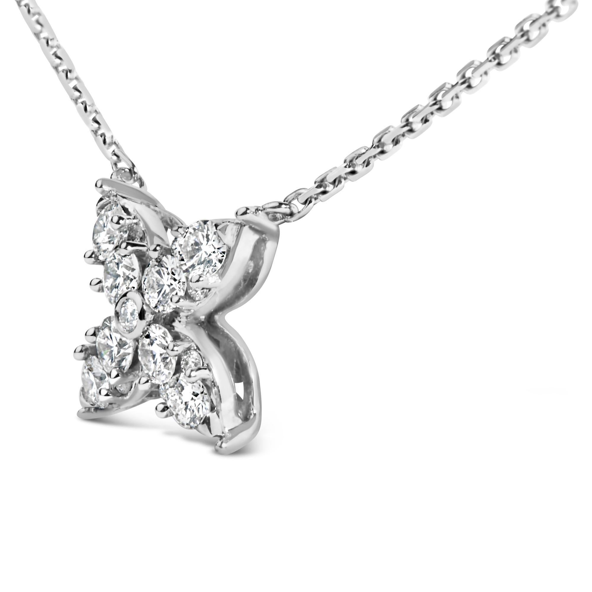 Moderne Collier papillon et station en or blanc 14 carats avec diamants 1/2 carat