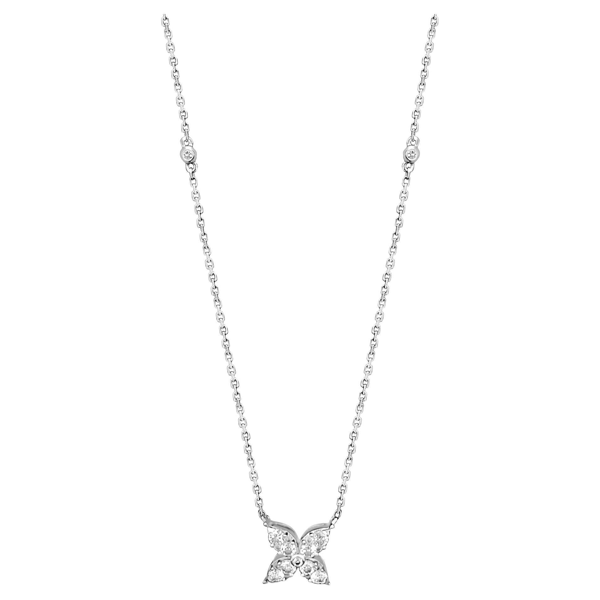 Collier papillon et station en or blanc 14 carats avec diamants 1/2 carat
