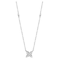 Collier papillon et station en or blanc 14 carats avec diamants 1/2 carat