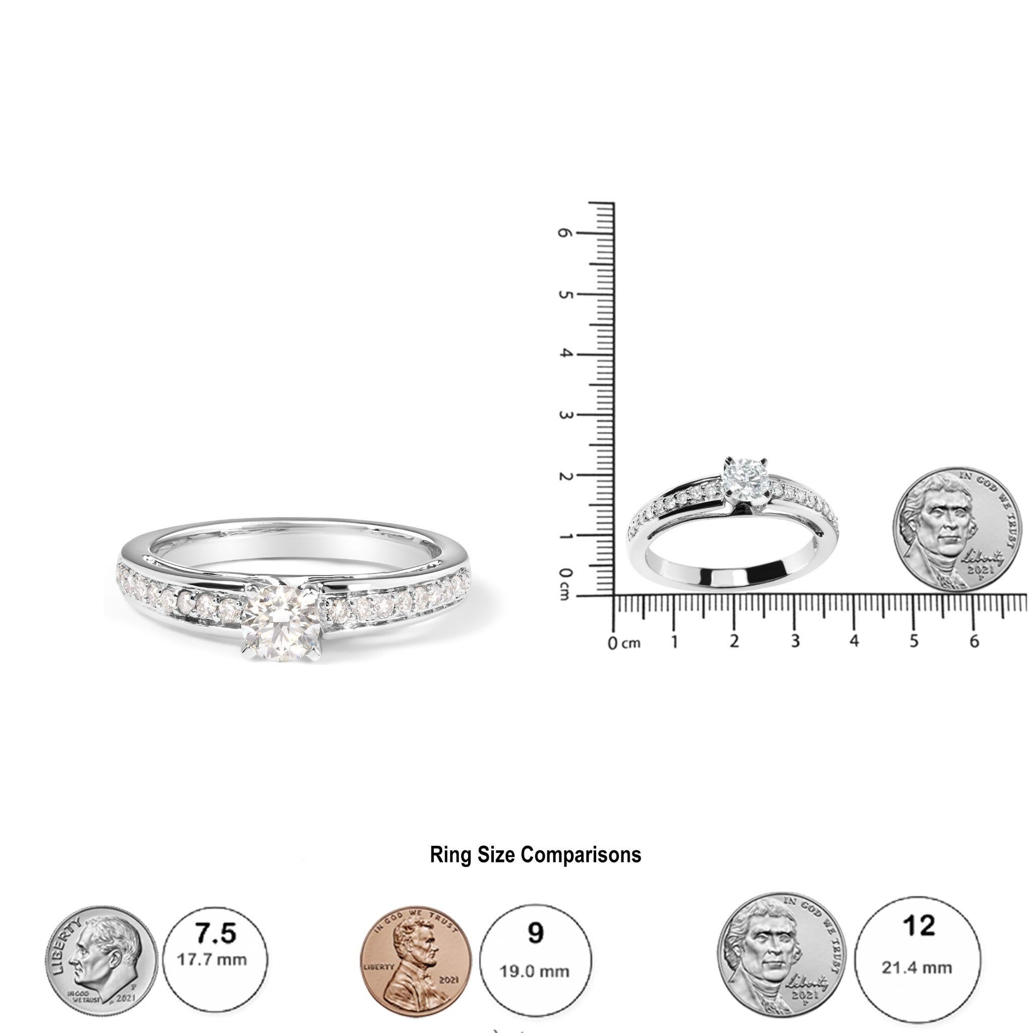 Round Cut 14K White Gold 1/2 Cttw Diamond Solitaire Pave Set Engagement Ring For Sale