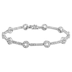 14k Weißgold 1/2 Cttw Pave Diamant Bar und Creolen 7" Armband