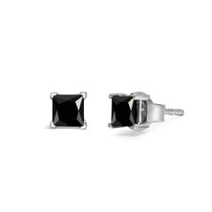 14K White Gold 1/2 Cttw Princess-Cut Treated Black Diamond Classic Stud Earrings