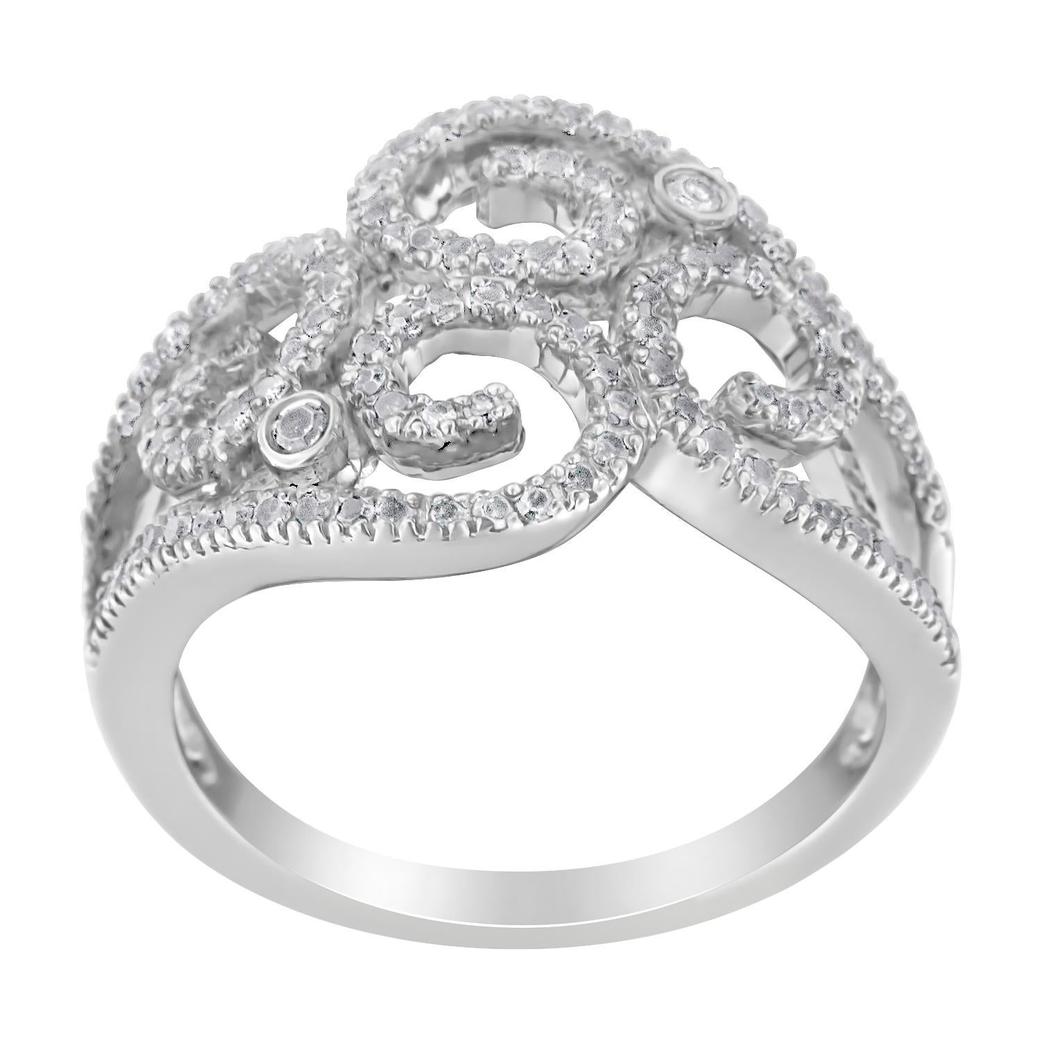 14K Weißgold 1/2 Cttw Rundschliff Diamant-Cluster-Ring (Moderne) im Angebot