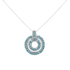 14K White Gold 1/2 Cttw Treated Blue Diamond Round Pendant Necklace 'I-J, I1-I2'