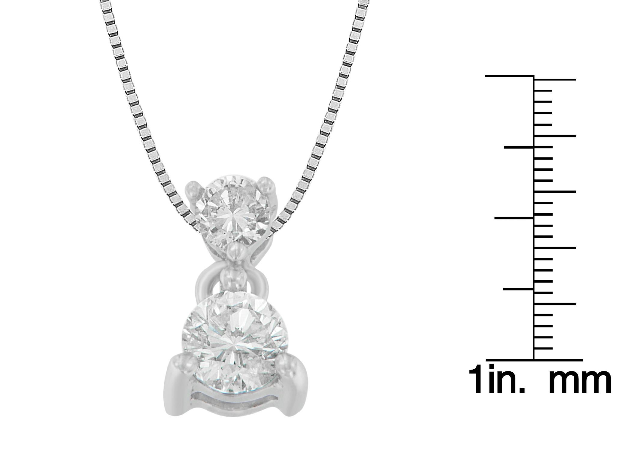 14k Weißgold 1/2ct TDW Rundschliff Diamant-Anhänger-Halskette 'I-J, I1-I2' Damen im Angebot