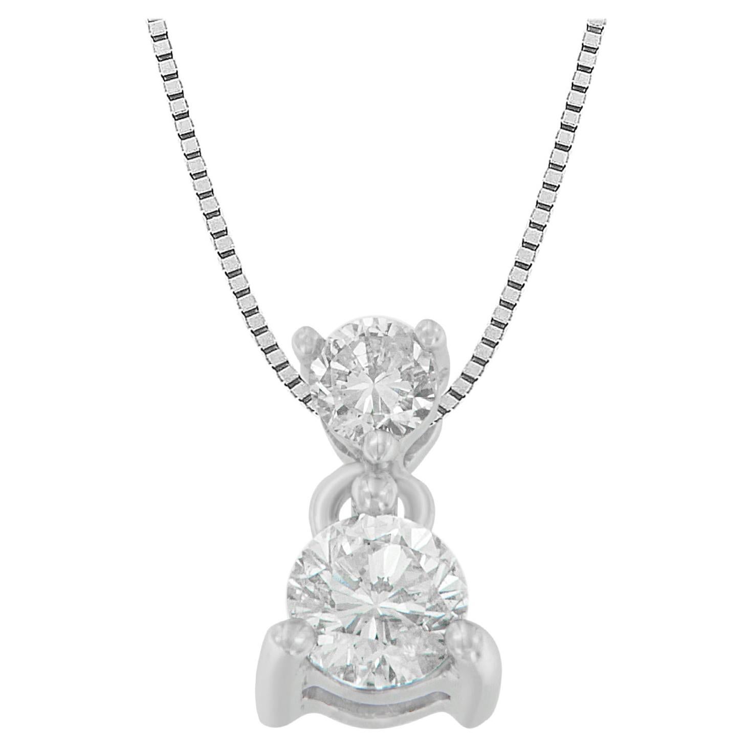 Collier pendentif I-J, I1-I2 en or blanc 14 carats avec diamants taille ronde 1/2 carat TDW