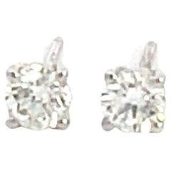 14K White Gold 1/2ctw Diamond 4 Prong Stud Earrings