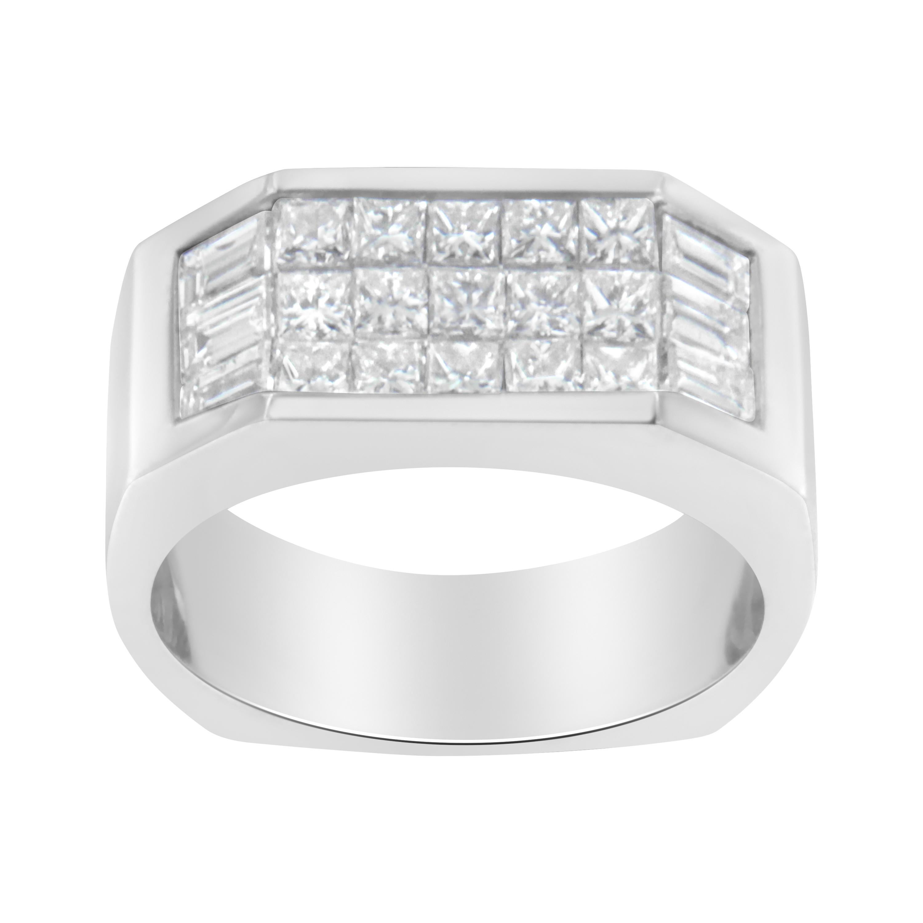 Contemporary 14K White Gold 1 3/4 Carat Channel Set Diamond Ring Band For Sale