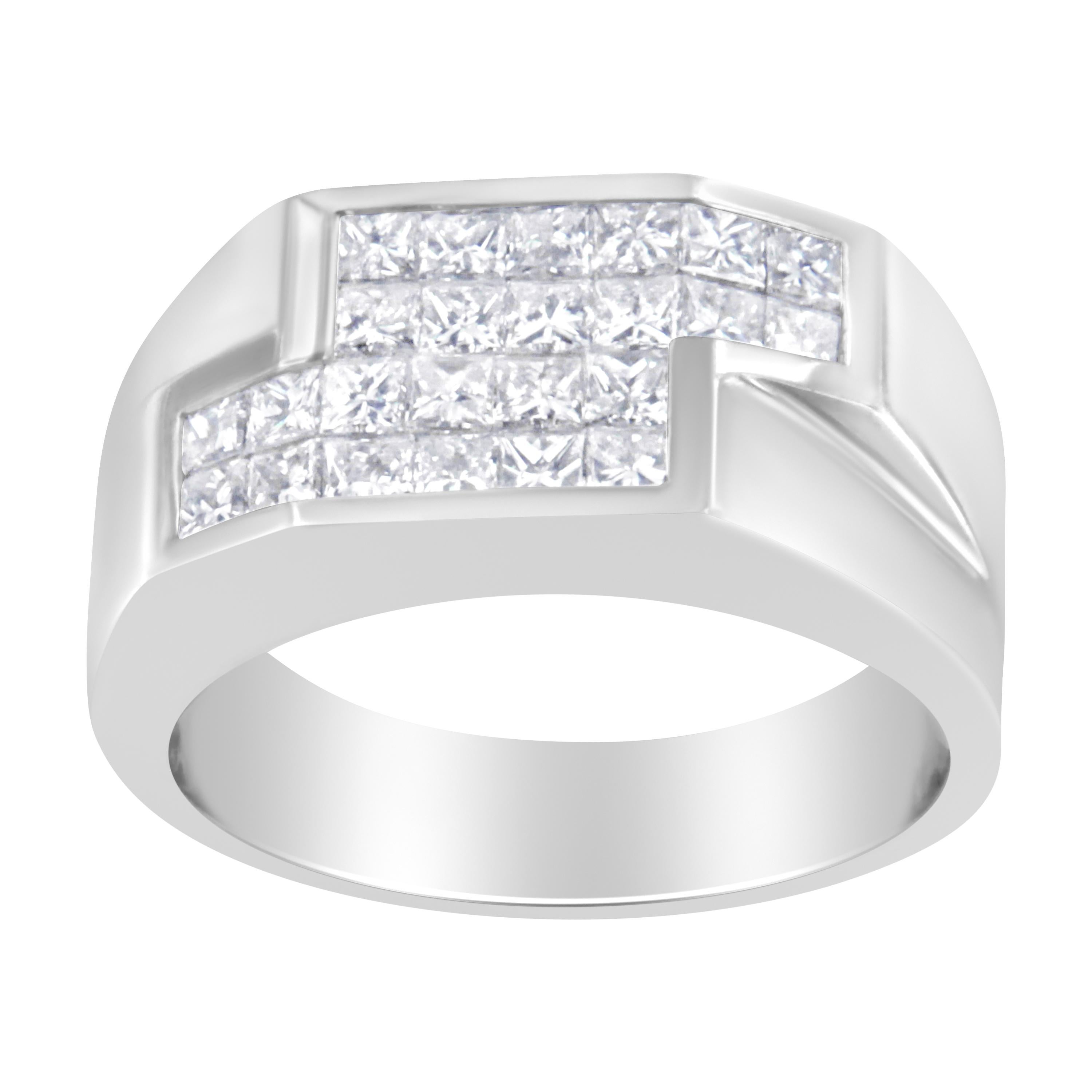14K Weißgold 1 3/4 Karat Diamant Cluster Ring (Carréschliff) im Angebot